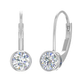 E110 ~ Moissanite ~ Round Bezel Lever Back