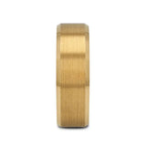 HONOR Gold-Plated Tungsten Beveled Polished Edges Flat Ring with Brushed Center