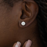 E135 ~ Moissanite ~ Partial Bezel Earring