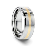 LEGIONAIRE Gold Inlaid Beveled Tungsten Ring