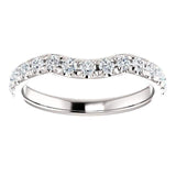 Wb0082 ~ Moissanite~ 0.36Ct 14K White Gold Curved Wedding Band - Bands