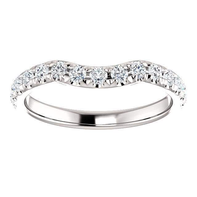 Wb0082 ~ Moissanite~ 0.36Ct 14K White Gold Curved Wedding Band - Bands
