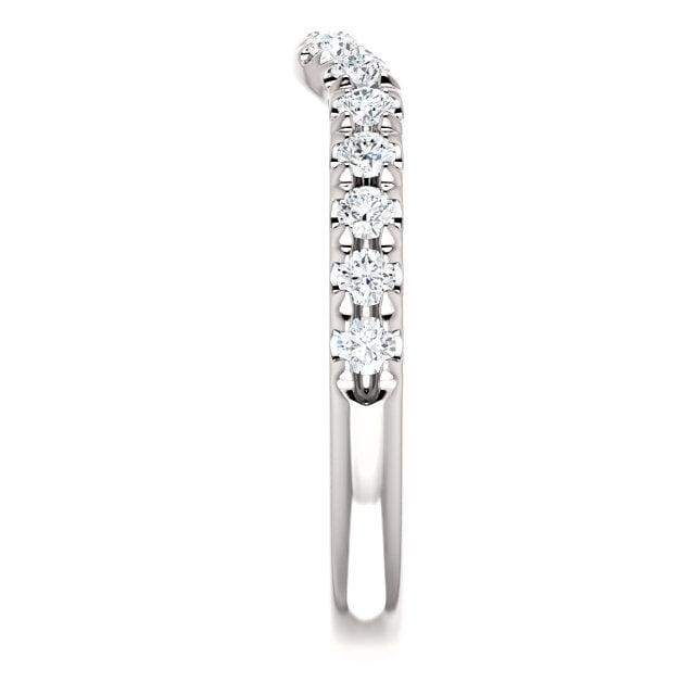 Wb0082 ~ Moissanite~ 0.36Ct 14K White Gold Curved Wedding Band - Bands