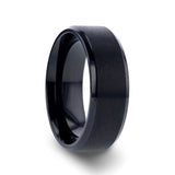 ELYSIAN - Black Titanium Ring with Polished Beveled Edges and Brush Finished Center