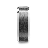 THORNE Flat Tungsten Carbide Ring with Wire Brushed Finish and Beveled Edges