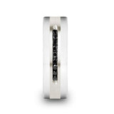 BLACKSTONE Wedding Band with Brushed Silver Inlay Center