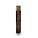 YUKON Beveled Black Ceramic Ring with Black Walnut Wood Inlay