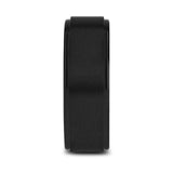 BABYLON Flat Black Titanium Ring with Brushed Raised Center & Polished Edges - 8mm