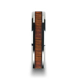 KONA Koa Wood Inlaid Tungsten Carbide Ring with Bevels