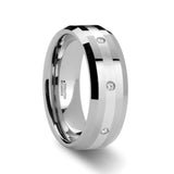 STAFFORD Silver Inlaid Beveled Tungsten Diamond Band