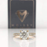 Aaliyah ~ 18Kr 7.5Mm Round Moissanite Diamond Hidden Halo And Band - Ring