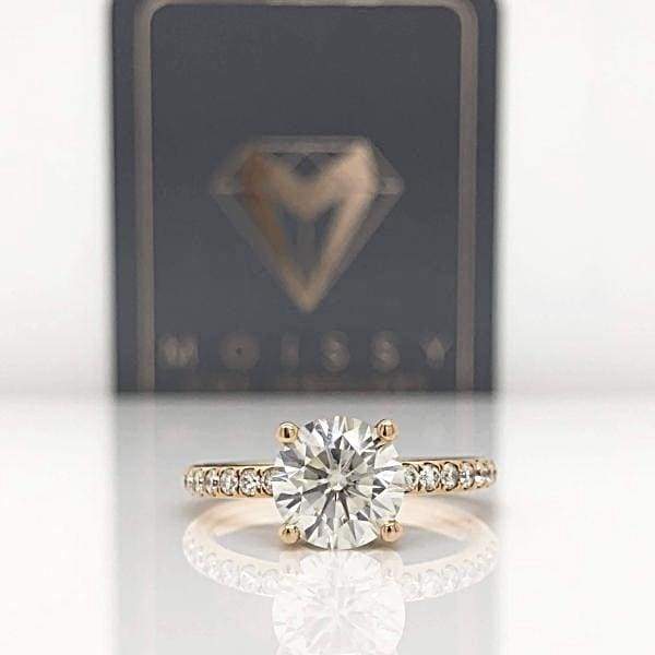 Aaliyah ~ 18Kr 7.5Mm Round Moissanite Diamond Hidden Halo And Band - Ring