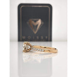 Aaliyah ~ 18Kr 7.5Mm Round Moissanite Diamond Hidden Halo And Band - Ring