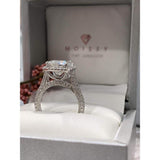 Amber ~ 18Kw ~ 9.5Mm Cushion Moissanite Diamond Halo And Band - Ring