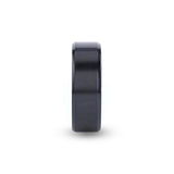 CASTOR Beveled Edges Black Titanium Ring with Brushed Center and Vibrant Blue Inside