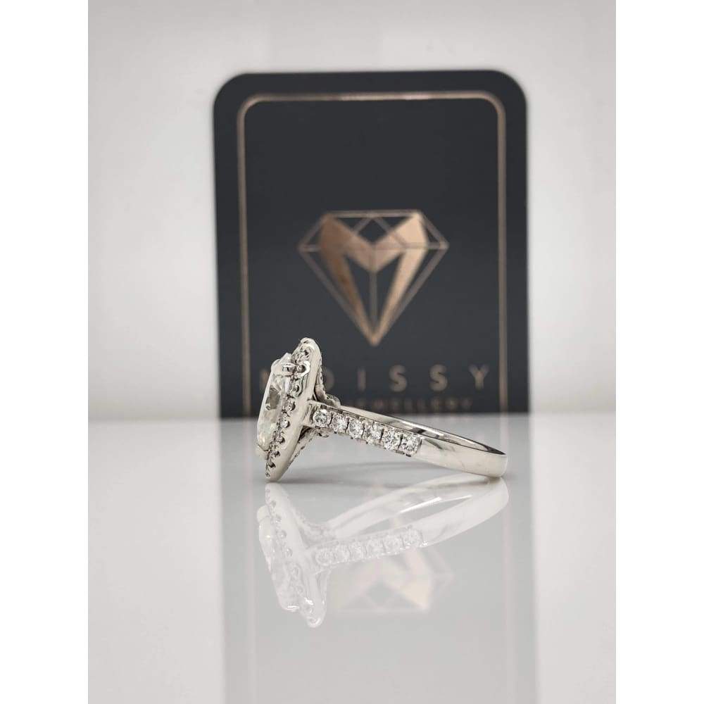 Collette ~ 14Kw 10X7Mm Pear Moissanite Diamond Double Halo And Band - Ring