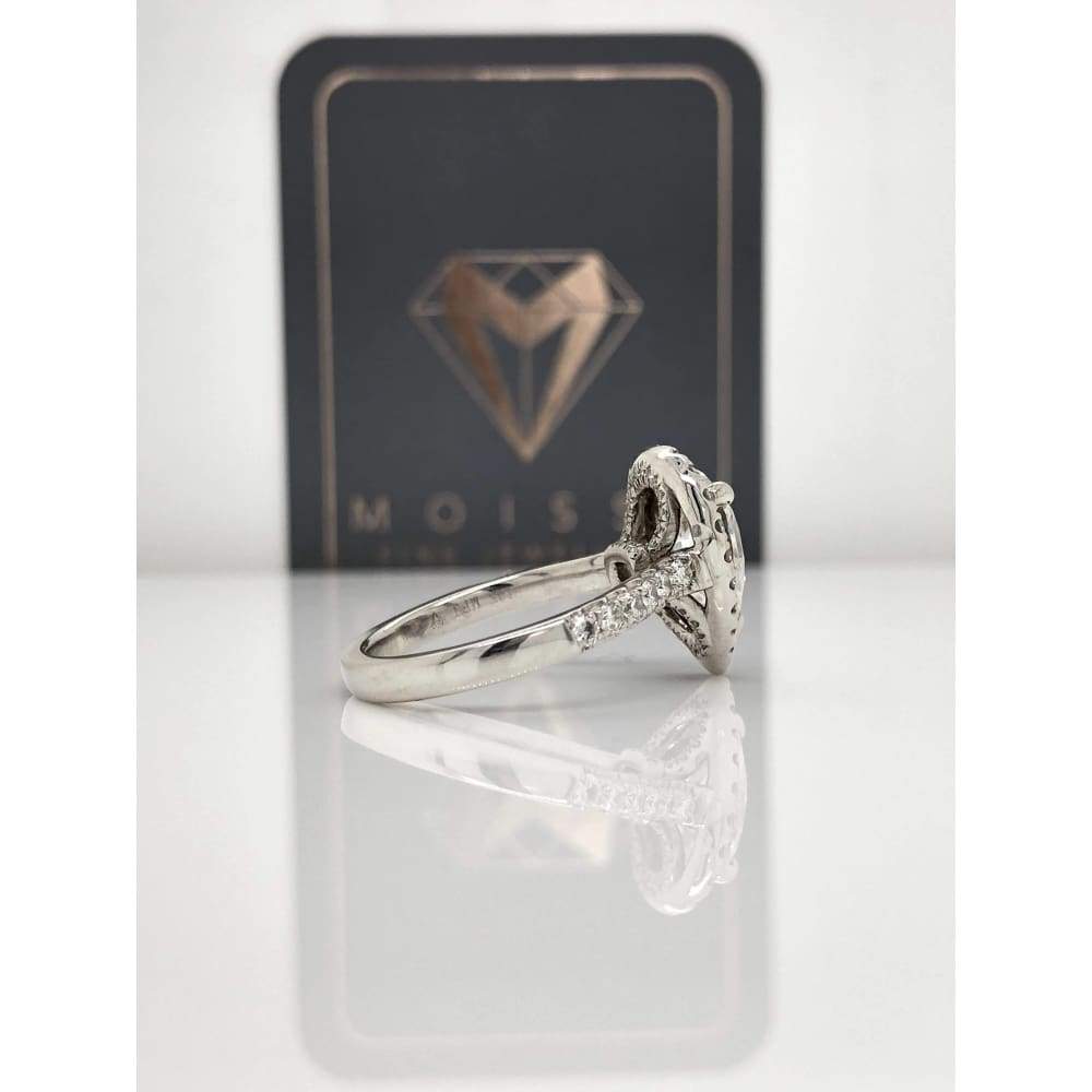 Collette ~ 14Kw 10X7Mm Pear Moissanite Diamond Double Halo And Band - Ring