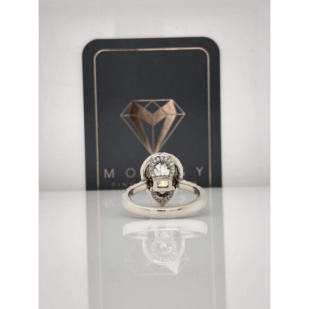 Collette ~ 14Kw 10X7Mm Pear Moissanite Diamond Double Halo And Band - Ring