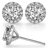 E124 ~ Moissanite ~ Diamond Accent Halo Earrings
