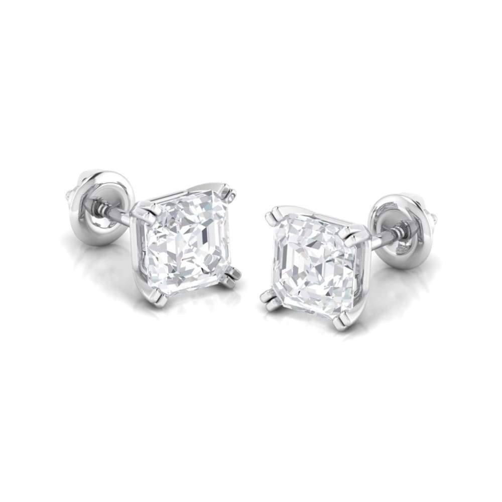 Earrings ~ 3.80Ct Asscher Split Claw White Gold Earrings - Earrings