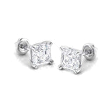 Earrings ~ 3.80Ct Asscher Split Claw White Gold Earrings - Earrings