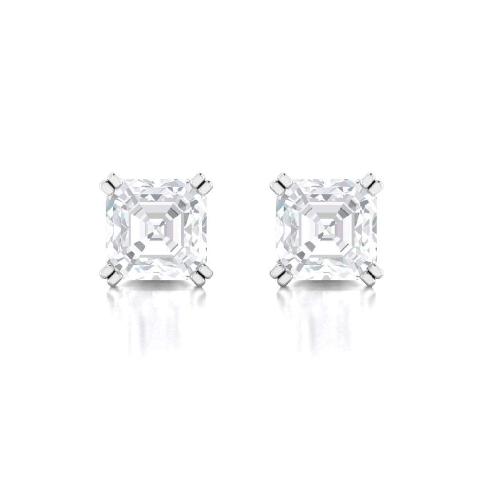 Earrings ~ 3.80Ct Asscher Split Claw White Gold Earrings - Earrings