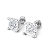 Earrings ~ 3.80Ct Asscher Split Claw White Gold Earrings - Earrings