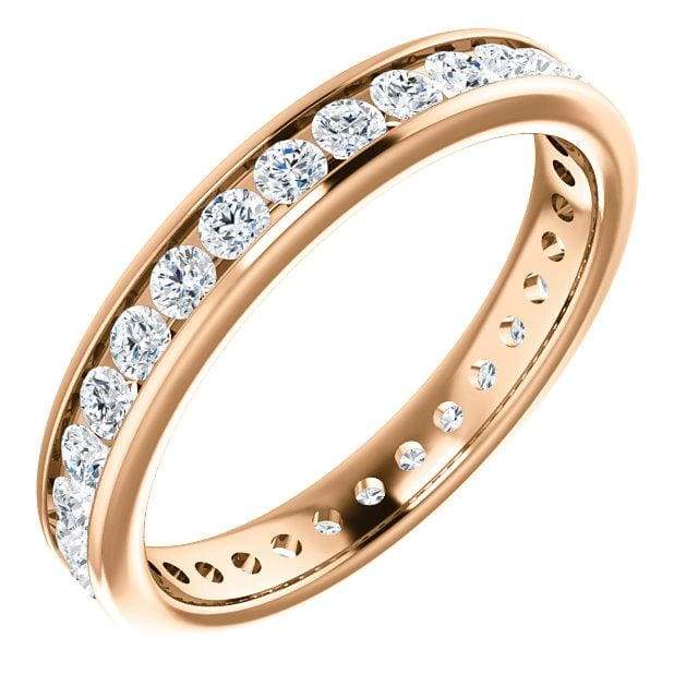 Eb012 - Diamond ~ .25 Ct Round Rose Gold Milgrain Wedding Band - Bands