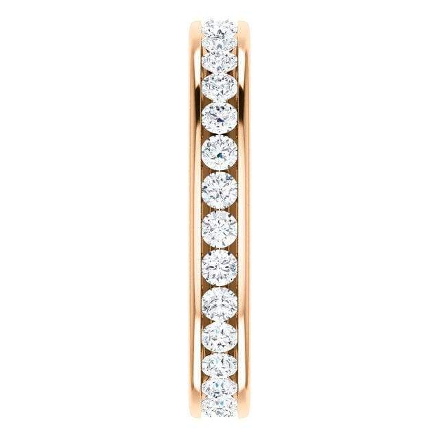 Eb012 - Diamond ~ .25 Ct Round Rose Gold Milgrain Wedding Band - Bands