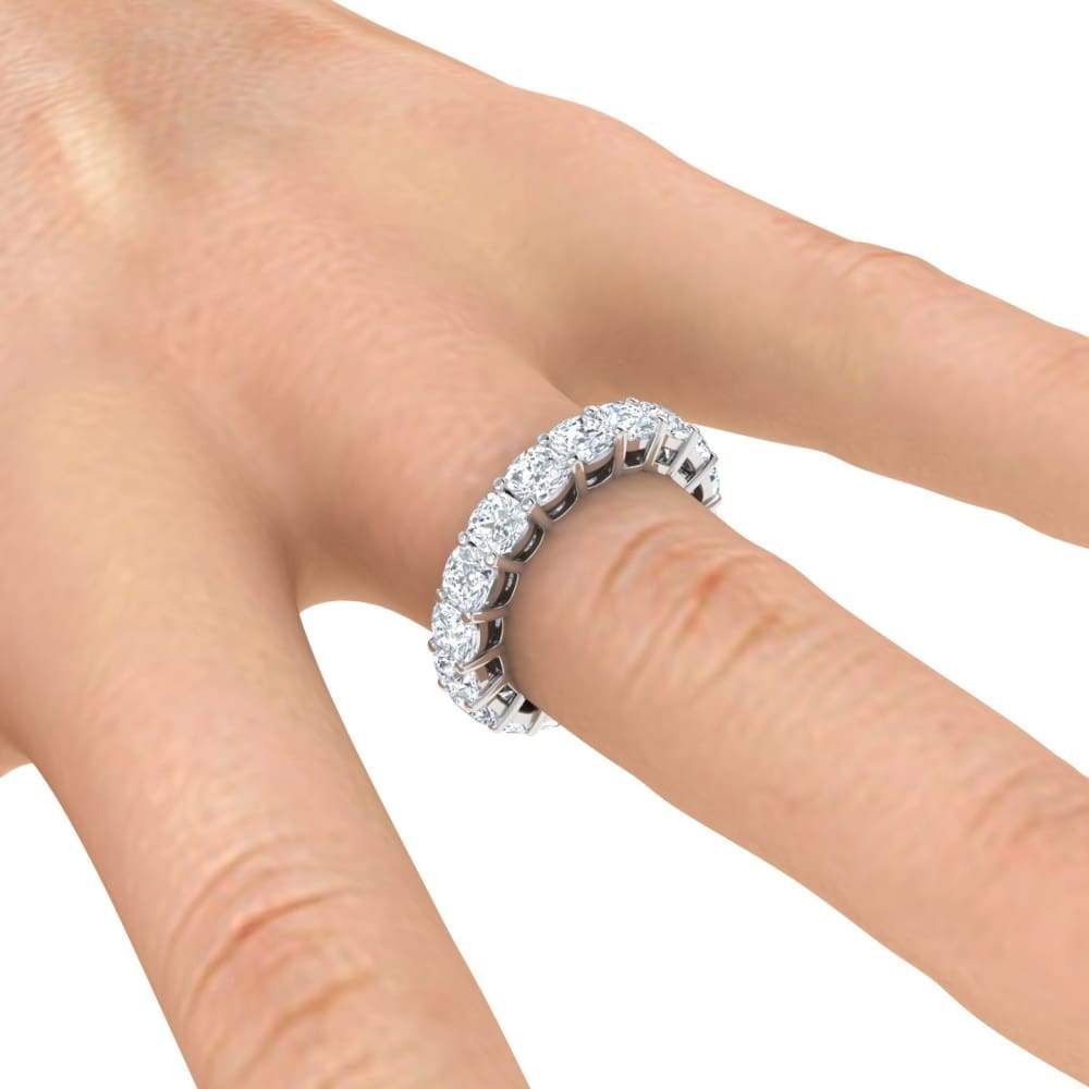 Ebm013 ~ Moissanite ~5.40Ct Cushion Eternity White Gold - Bands