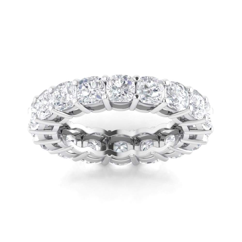 Ebm013 ~ Moissanite ~5.40Ct Cushion Eternity White Gold - Bands