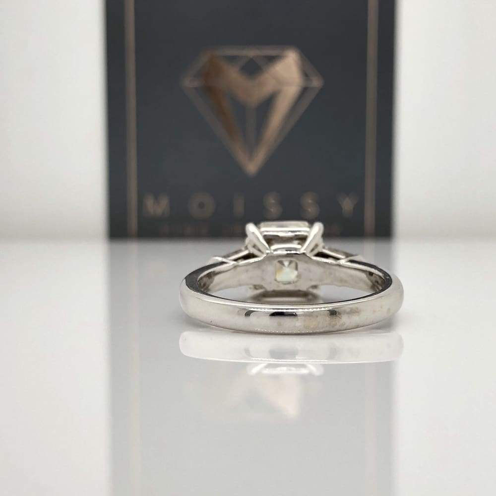 Emma ~ 14Kw 8Mm Asscher Moissanite & Moissanite Side Tapered Baquette - Ring