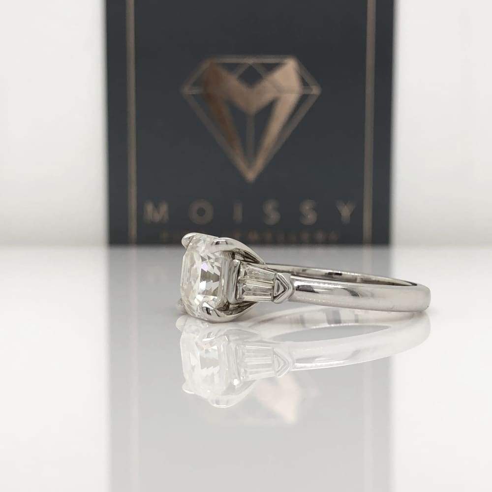 Emma ~ 14Kw 8Mm Asscher Moissanite & Moissanite Side Tapered Baquette - Ring