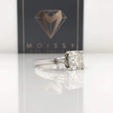 Emma ~ 14Kw 8Mm Asscher Moissanite & Moissanite Side Tapered Baquette - Ring