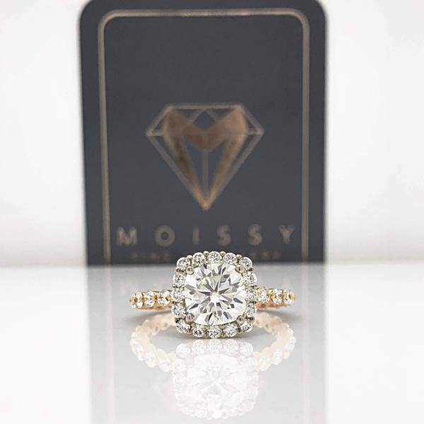 Eternal Collection ~ Courtney ~ 18Krw 7Mm Cushion Moissanite Diamond Band And Halo - Ring