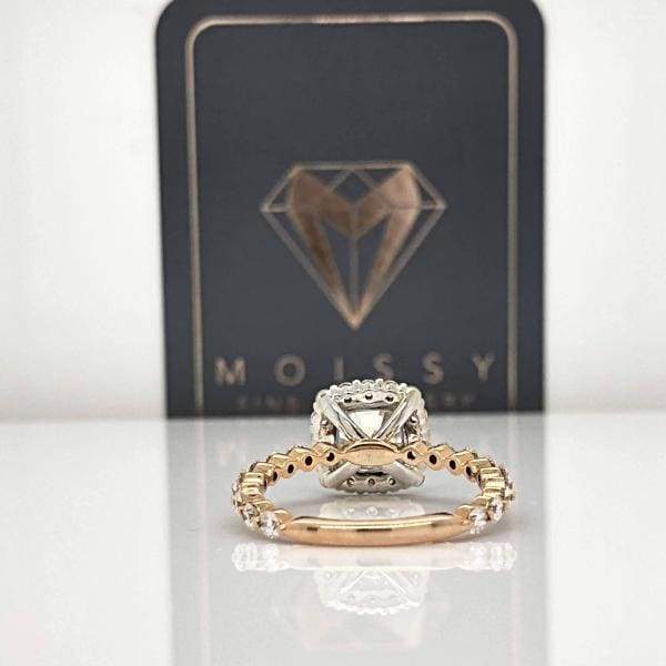 Eternal Collection ~ Courtney ~ 18Krw 7Mm Cushion Moissanite Diamond Band And Halo - Ring
