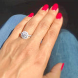 Eternal Collection - Halle ~ 18K 6.5Mm~ Round Moissanite Diamond Halo And Band - Ring