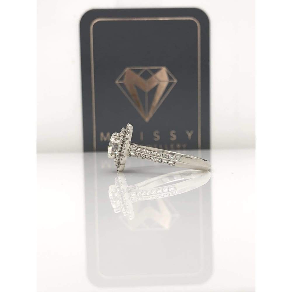 Eternal Collection - Halle ~ 18K 6.5Mm~ Round Moissanite Diamond Halo And Band - Ring