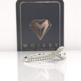 Eternal Collection - Kaelyn~ 18Kw 9X7Mm Oval Moissanite Diamond Halo And Band - Ring