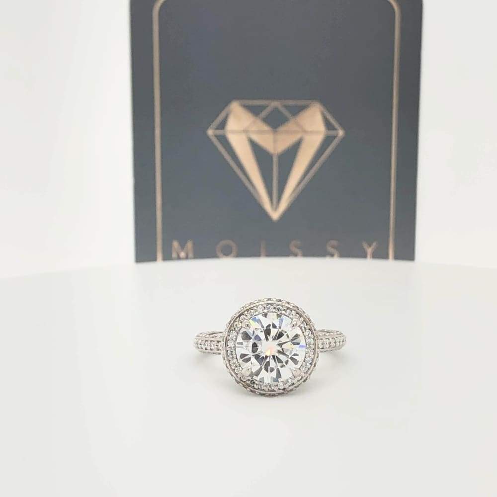 Kendall ~ 14Kw 8.0Mm Round Moisssanite Diamond Halo And Band - Ring