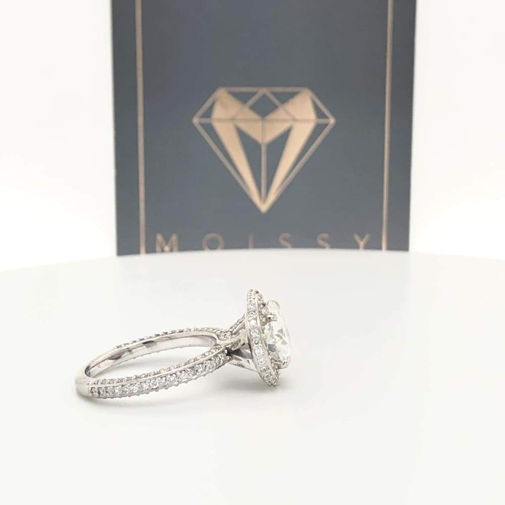 Kendall ~ 14Kw 8.0Mm Round Moisssanite Diamond Halo And Band - Ring