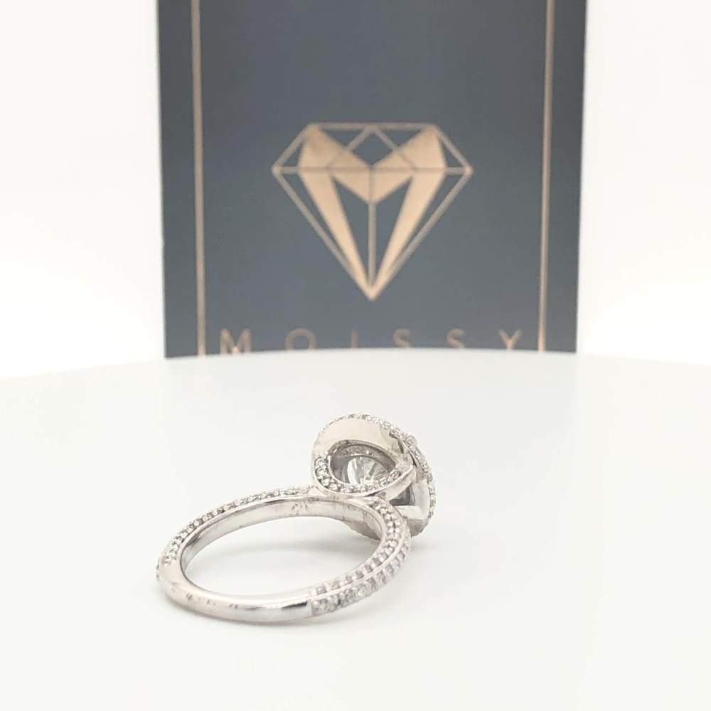Kendall ~ 14Kw 8.0Mm Round Moisssanite Diamond Halo And Band - Ring