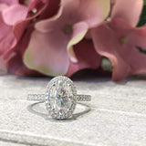 Mariah ~ 18Kw 9X6Mm Oval Moissanite Diamond Halo And Band - Ring