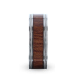 MOCHA Koa Wood Inlaid Titanium Men's Wedding Ring With Polished Milgrain Edges
