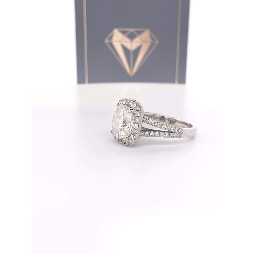 Nadia - 9X8Mm Elongated Cushion Moissanite Diamond Halo And Band - Ring