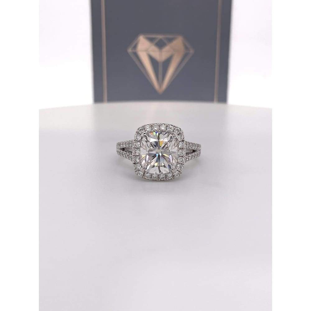 Nadia - 9X8Mm Elongated Cushion Moissanite Diamond Halo And Band - Ring