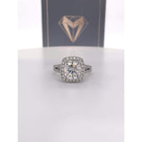 Nadia - 9X8Mm Elongated Cushion Moissanite Diamond Halo And Band - Ring