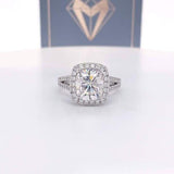 Nadia - 9X8Mm Elongated Cushion Moissanite Diamond Halo And Band - Ring