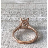 Sabrina ~ 18Kr- 10X8Mm - Oval Moissanite Diamond Cathedral And Triple Edge Band - Ring