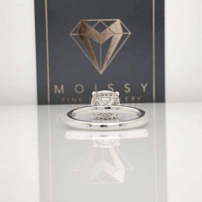 Shauna ~ 18Kw 8Mm Cushion Moissanite Diamond Hidden Halo - Ring